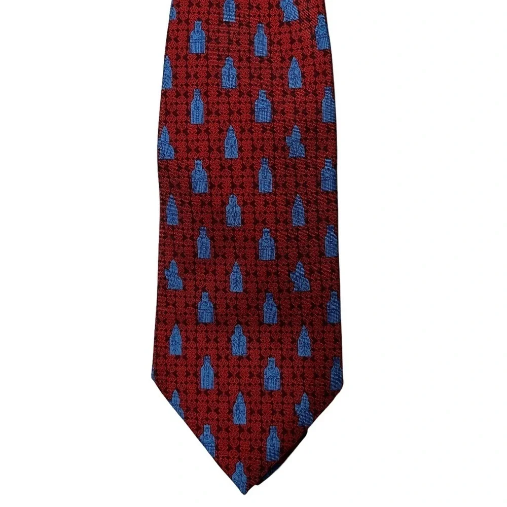 The British Museum Rulers Statues 100% Silk Tie, Red Blue